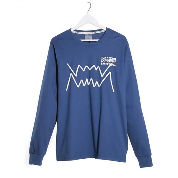 Puma logo long sleeve t-shirt in navy - Picture 1 of 9